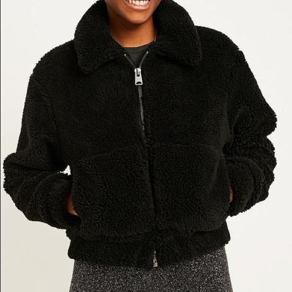 Urban Outfitters Cropped Teddy Jacket - Black - Picture 3 of 6